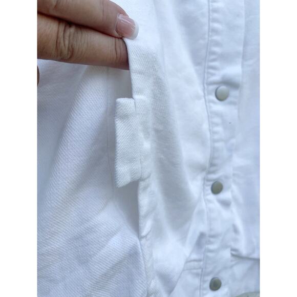 UMGEE Jacket Womens S White Linen Lightweight Snap Front Moto Style Short Bomber - Picture 4 of 5